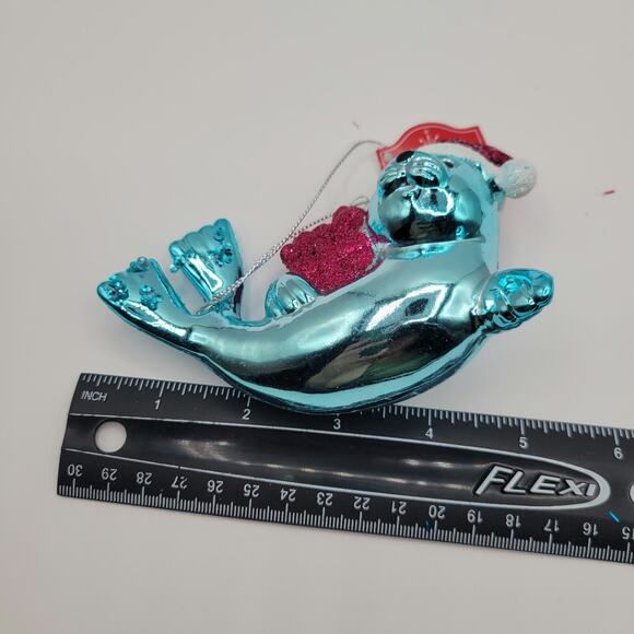 2 Blue Seals Ocean Life Shatterproof Christmas Ornaments - Picture 4 of 4